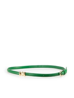 Elie Saab Green Leather Logo Skinny Belt