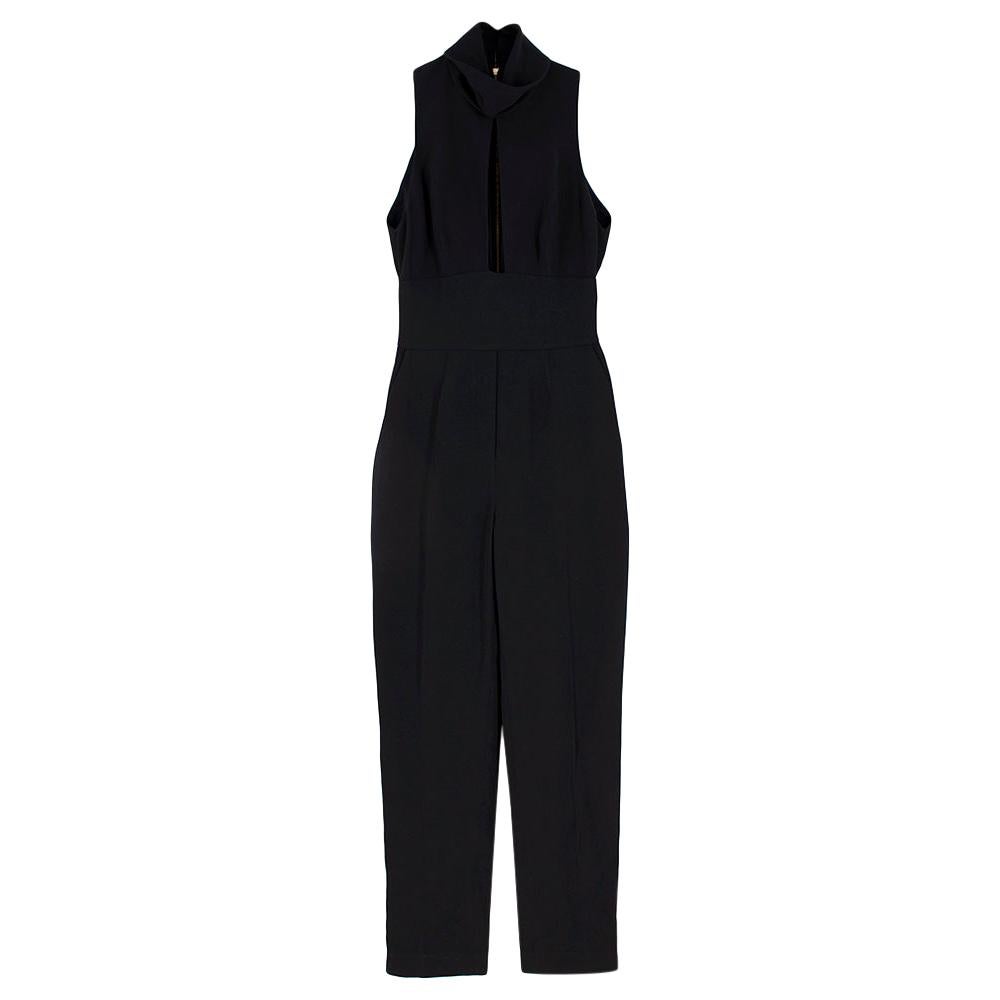 Elie Saab High Neck Black Jumpsuit with Cutouts - Size US 6 For Sale