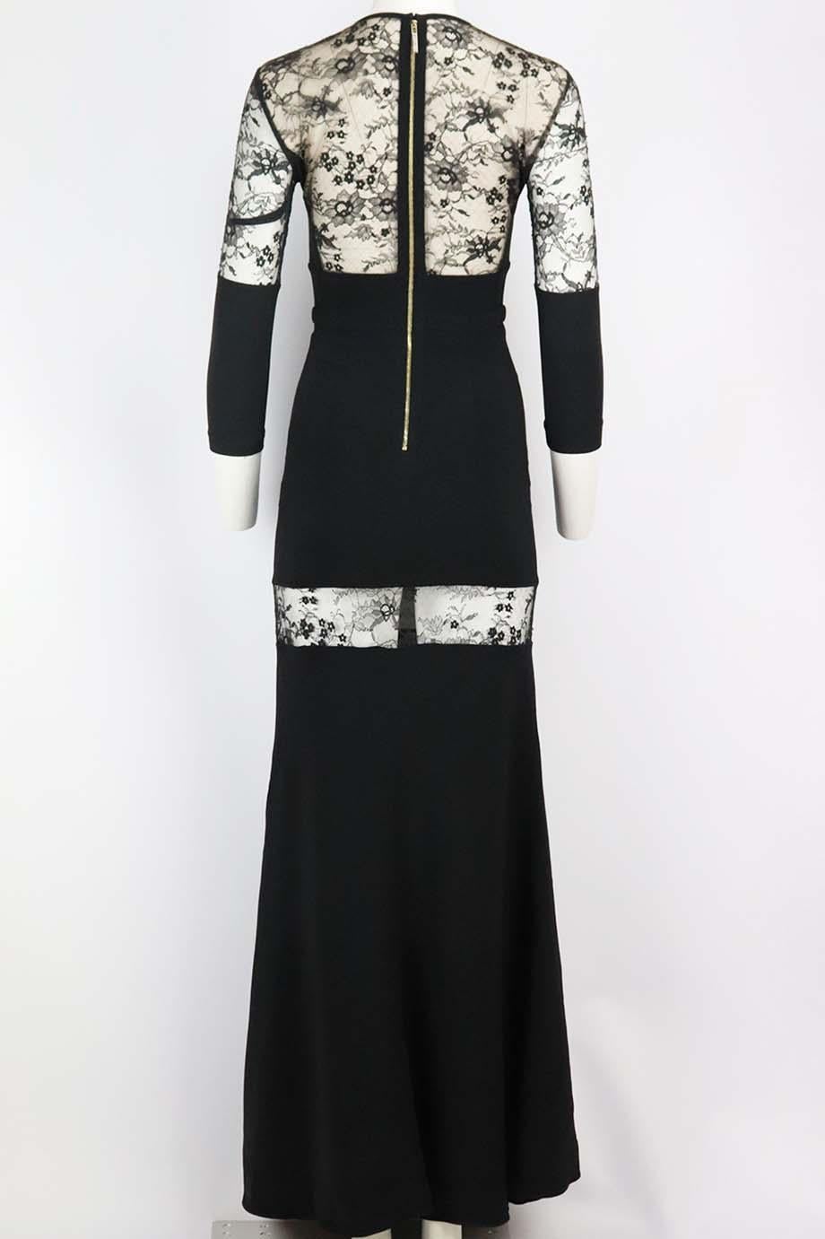 Elie Saab Vestido de crepé elástico con paneles de encaje FR 36 UK 8 en Excelente Estado en London, GB
