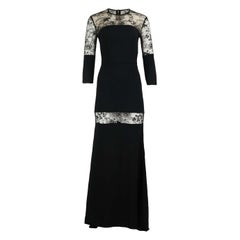 Elie Saab Vestido de crepé elástico con paneles de encaje FR 36 UK 8