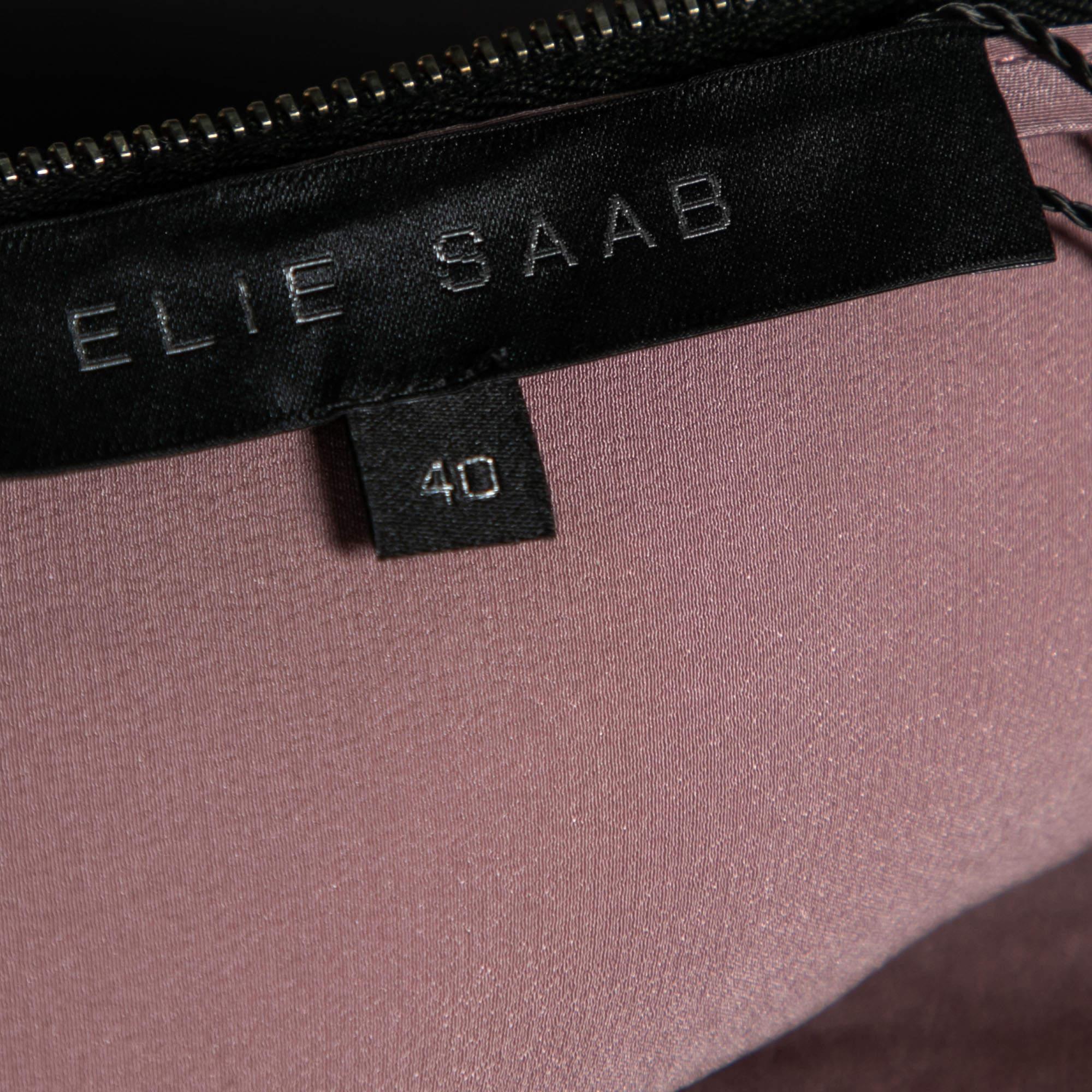 Elie Saab Lilac & Grey Ombre Ribbed Layered Dress L In Good Condition In Dubai, Al Qouz 2