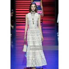 Elie Saab Long Sheer Crochet Dress with Mid Knee, Size 36FR