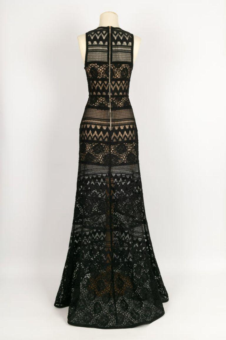 Elie Saab - Robe longue transparente en crochet au niveau du genou, taille 36FR Pour femmes 