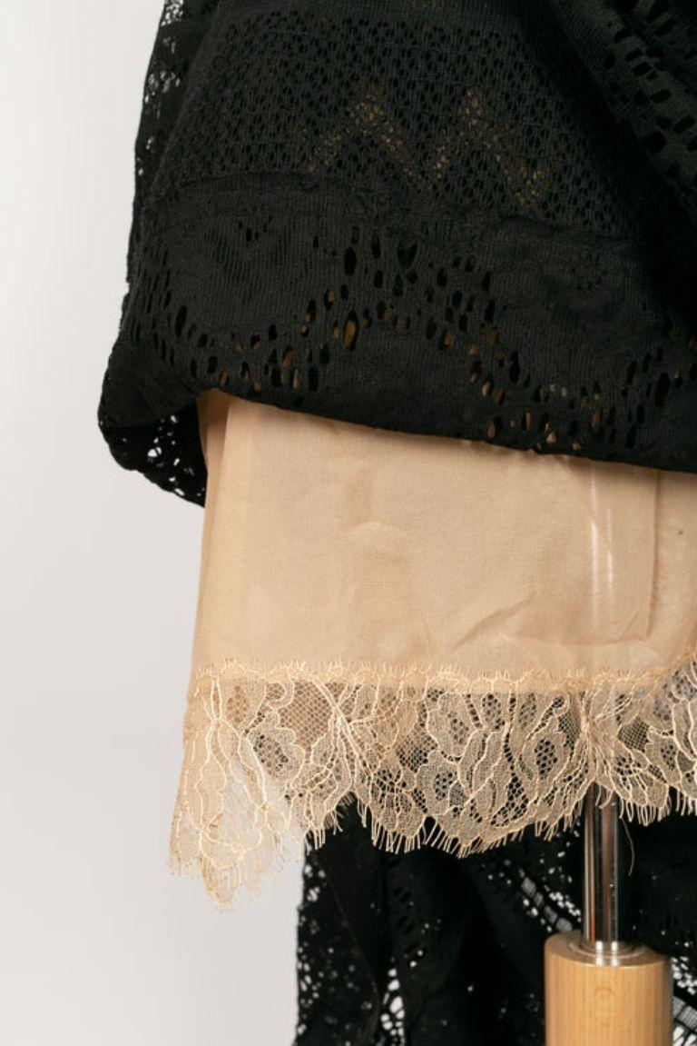 Elie Saab - Robe longue transparente en crochet au niveau du genou, taille 36FR 3