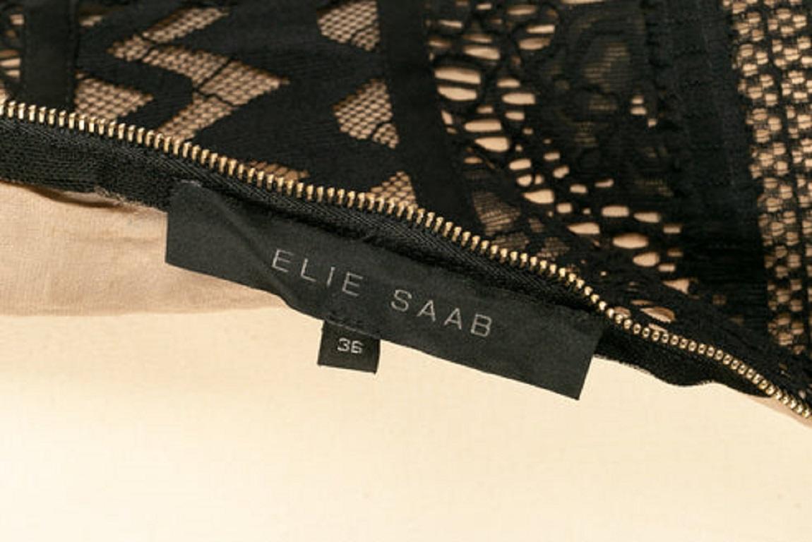 Elie Saab Long Sheer Crochet Dress with Mid Knee, Size 36FR For Sale 6