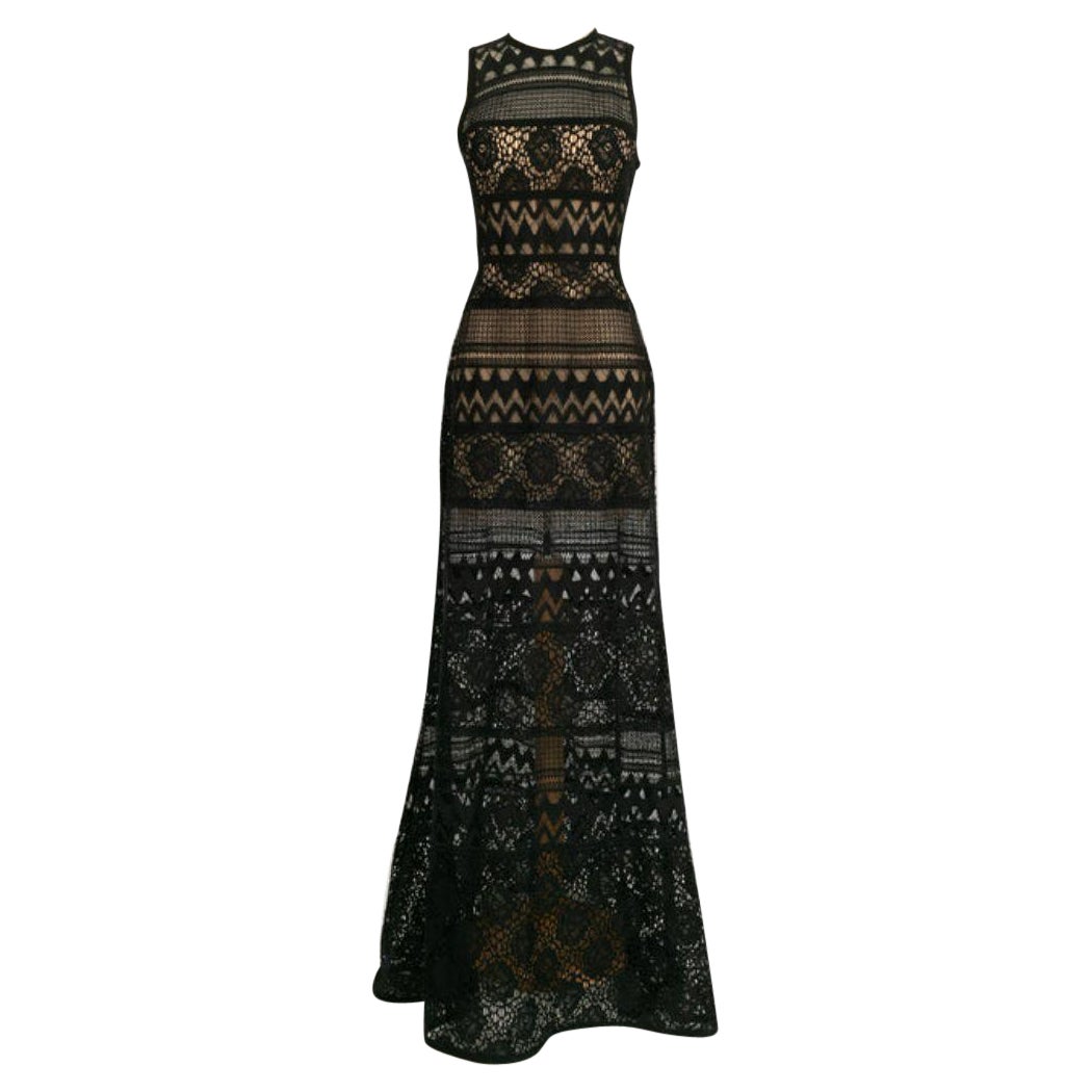 Elie Saab Long Sheer Crochet Dress with Mid Knee, Size 36FR
