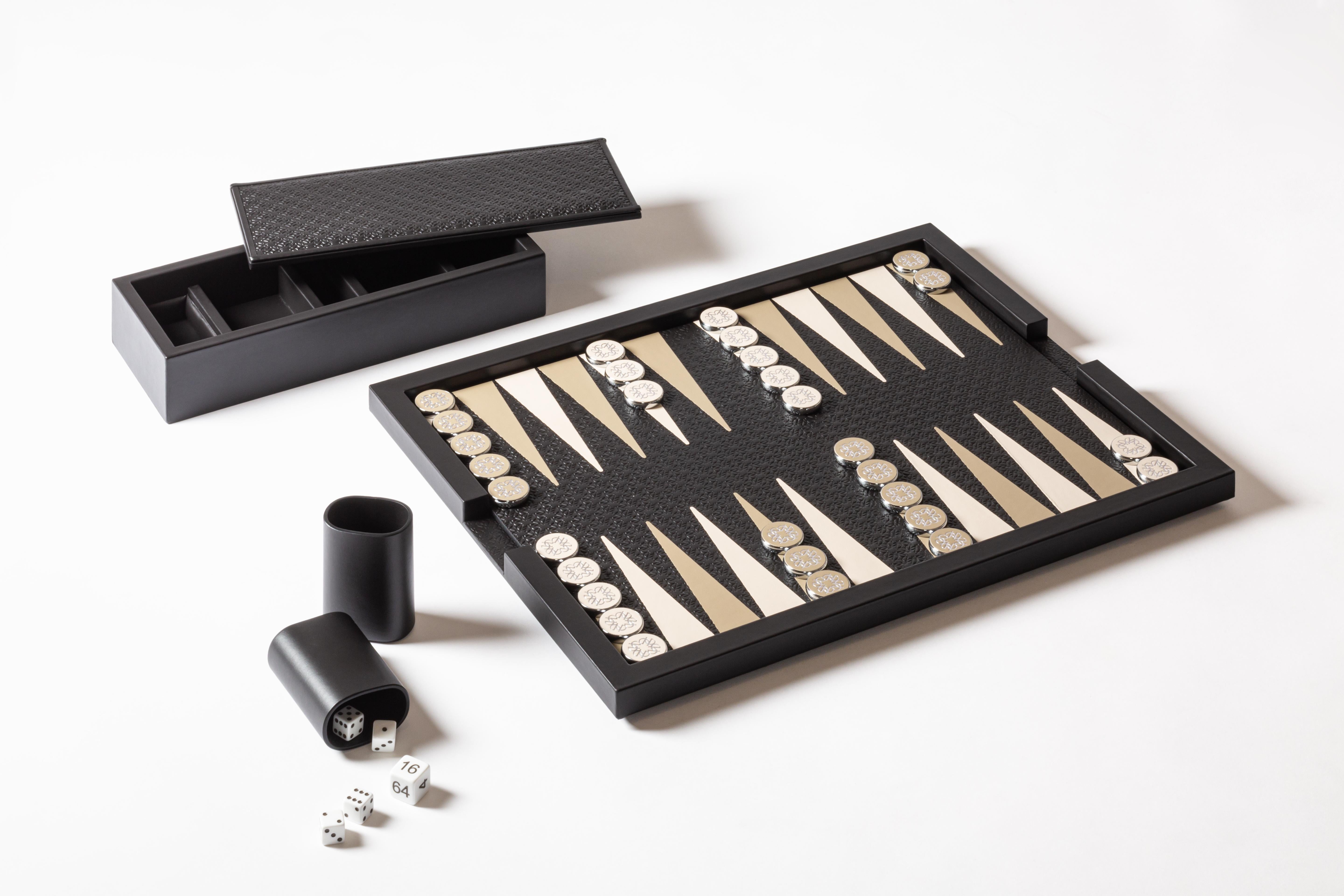 Vassoio Backgammon Maison di ELIE SAAB di Giobagnara in pelle Monogram e Palladio In condizioni Nuovo in vendita a Mariano Comense, CO