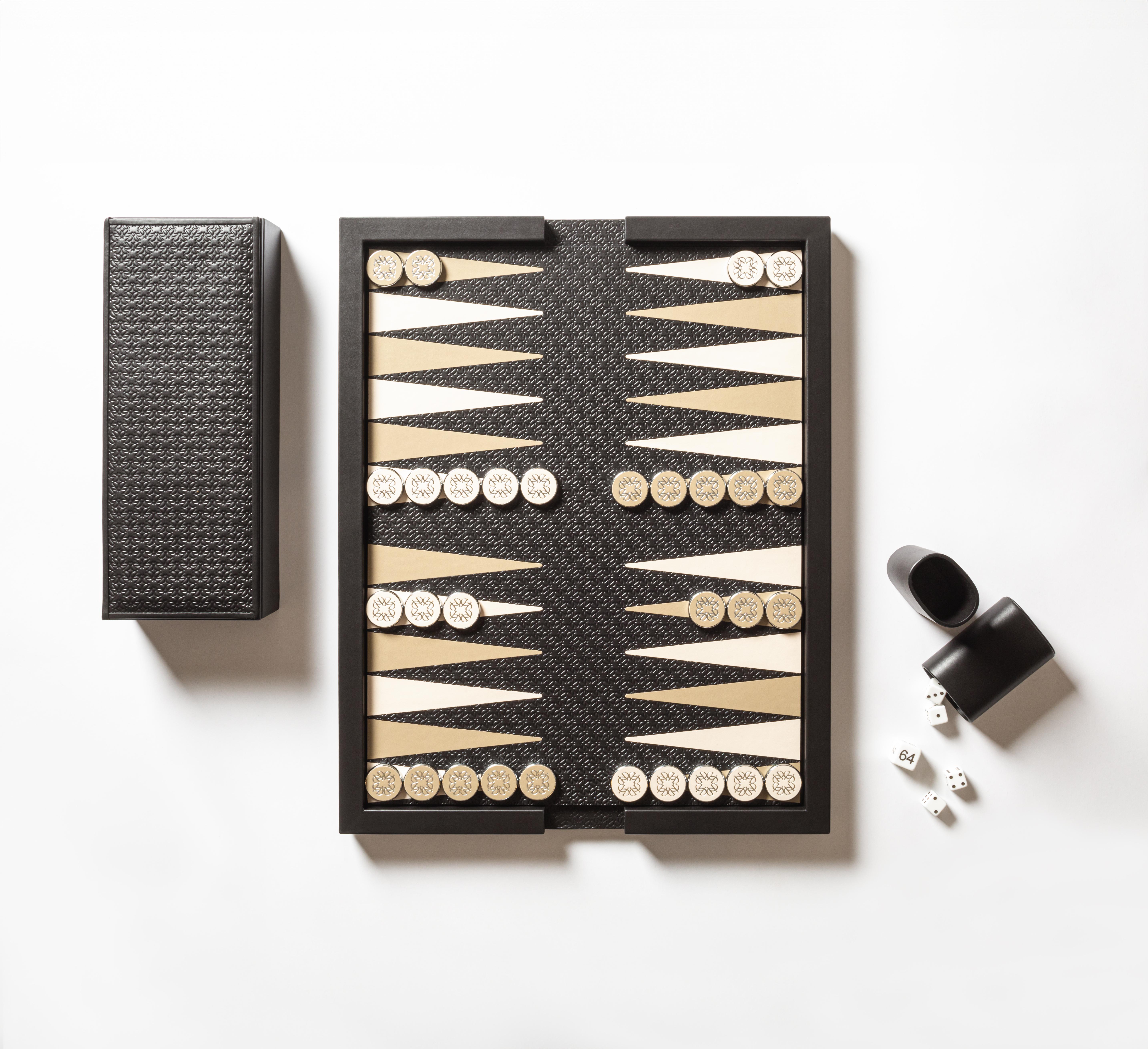 XXI secolo e contemporaneo Vassoio Backgammon Maison di ELIE SAAB di Giobagnara in pelle Monogram e Palladio in vendita