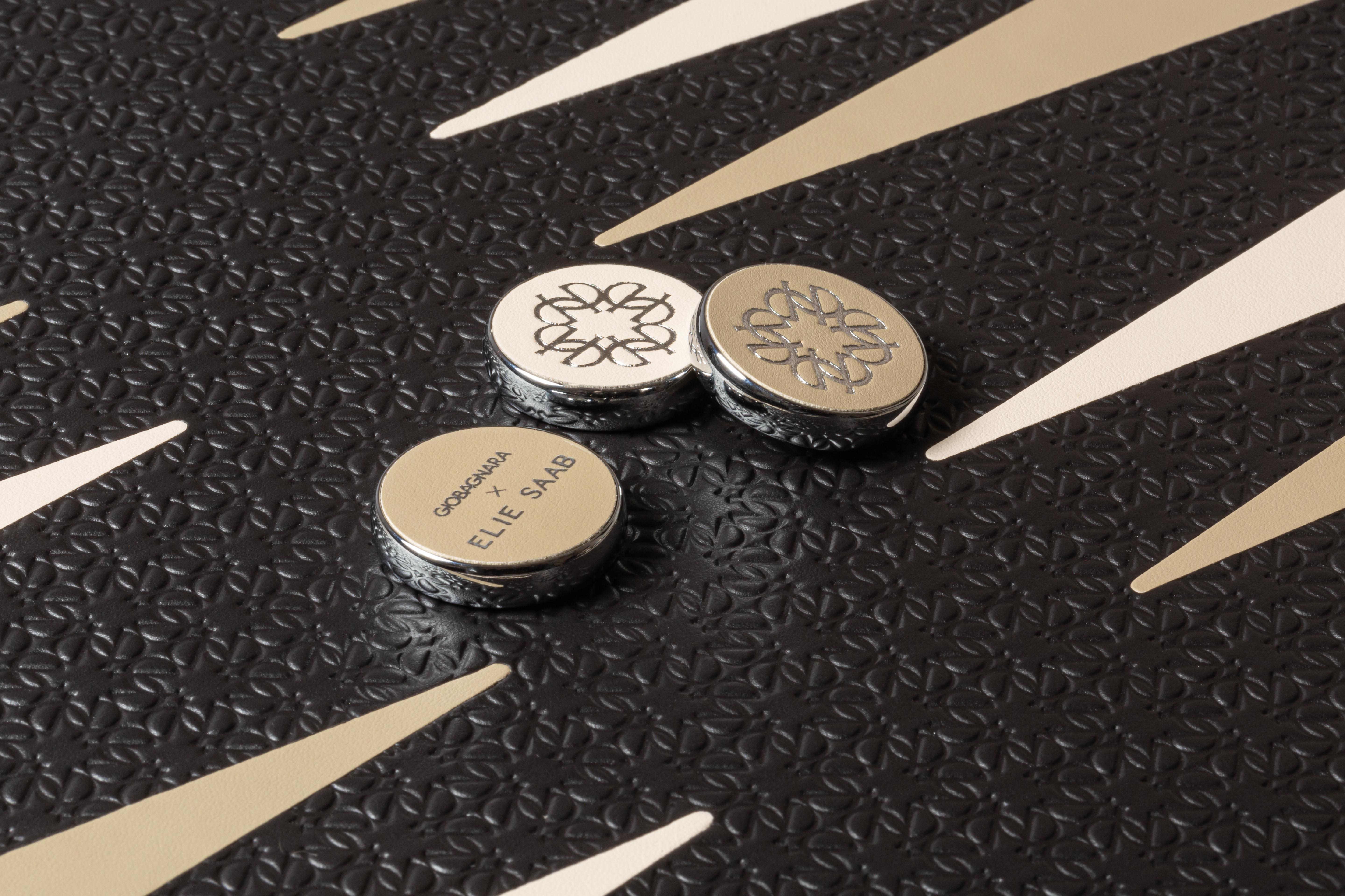 Pelle Vassoio Backgammon Maison di ELIE SAAB di Giobagnara in pelle Monogram e Palladio in vendita