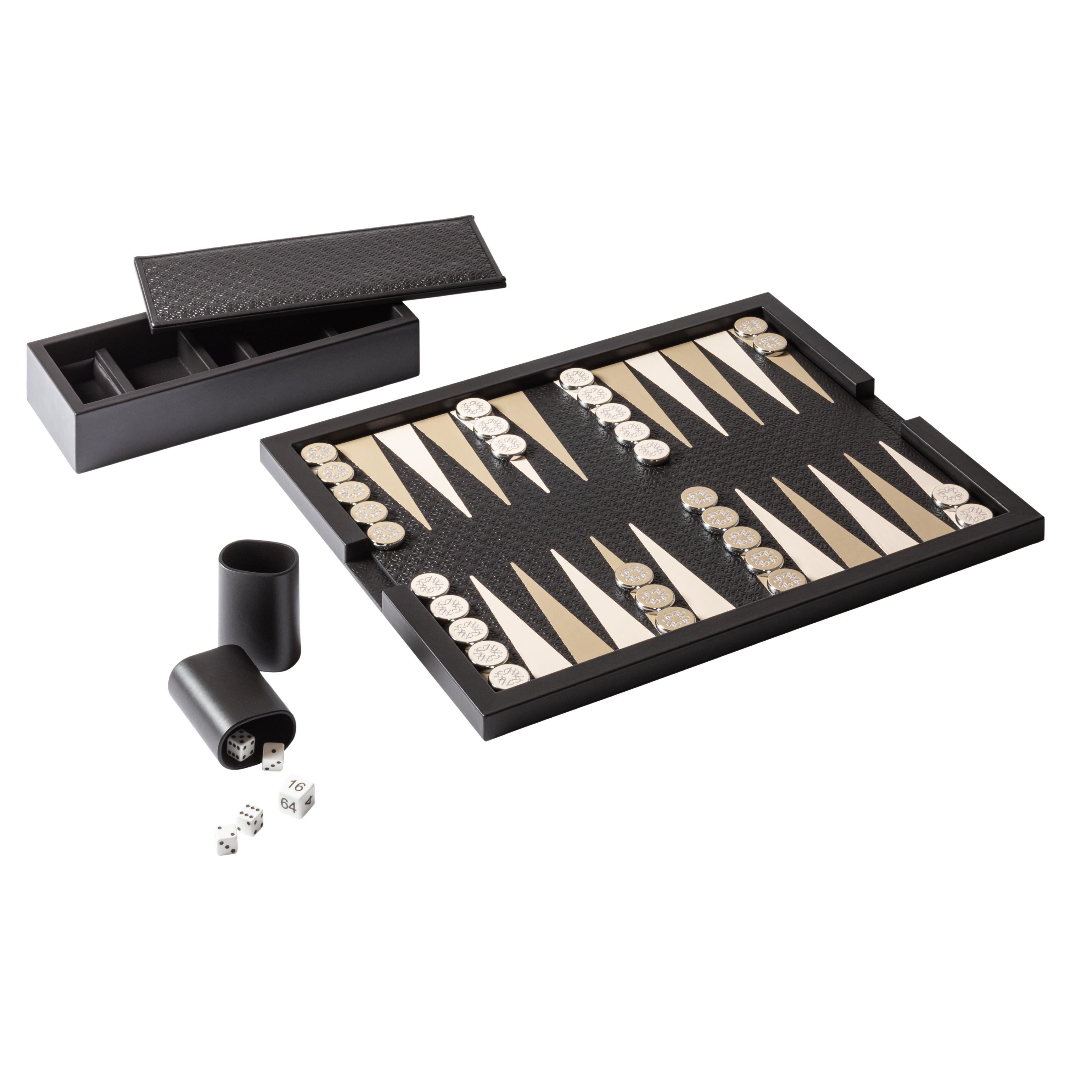 ELIE SAAB Maison Backgammon Tray by Giobagnara in Monogram Leather & Palladium