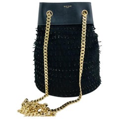 Elie Saab Medium Bucket Bag -  Black Suede/Gold