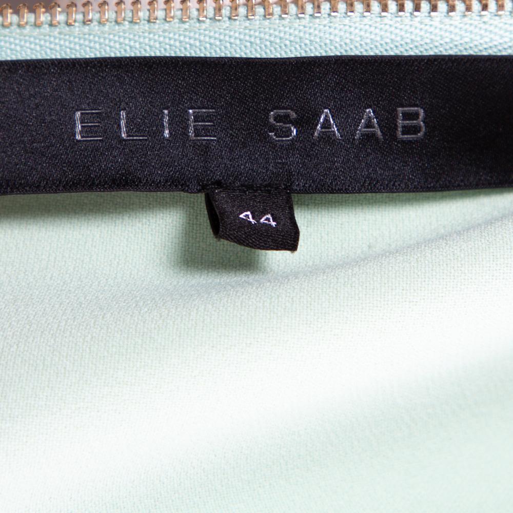 Elie Saab Mint Green Crepe Sequin Embellished Wide Sleeve Detail Top M 1
