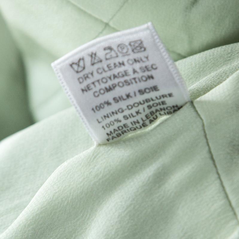 Gray Elie Saab Mint Green Silk Georgette Pleated Dress S
