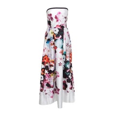 Used Elie Saab Multicolor Floral Printed Strapless Evening Gown S