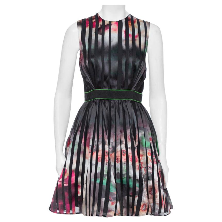 Elie Saab Multicolor Printed Silk Panelled Sleeveless Flared Dress S