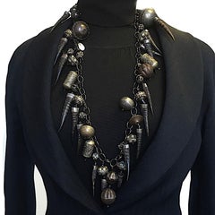 ELIE SAAB Necklace in Aged Silver Plate Metal