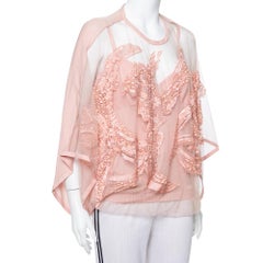 Elie Saab Pale Pink Semi-Sheer Sequin Embellished Oversized Top XS