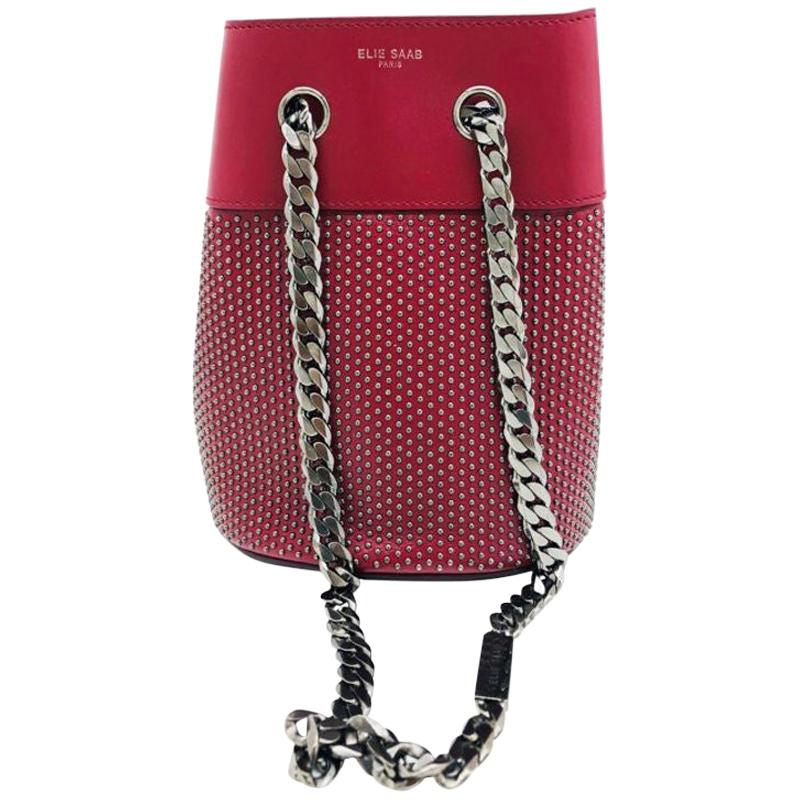 Elie Saab Paris Blood Red Bucket Bag - studs For Sale