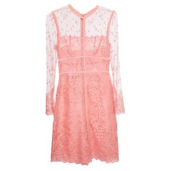 Used Elie Saab Pink Lace Midi Dress L