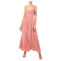 Elie Saab pink lace trimmed cut out corset bustier maxi dress gown 34