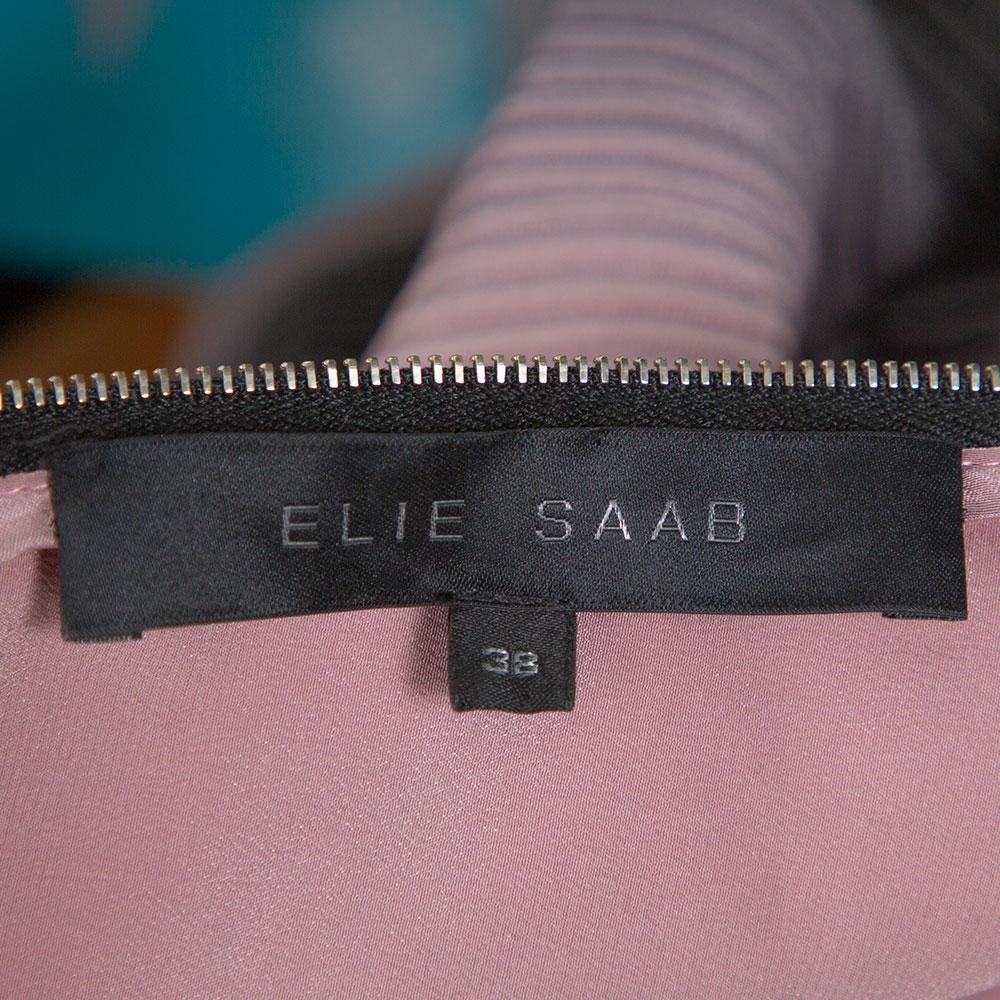 Gray Elie Saab Pink Ombre Ribbed Layered Dress S