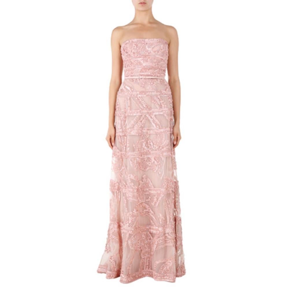 Elie Saab Rosa trägerloses besticktes Kleid M im Zustand „Neu“ in Dubai, Al Qouz 2