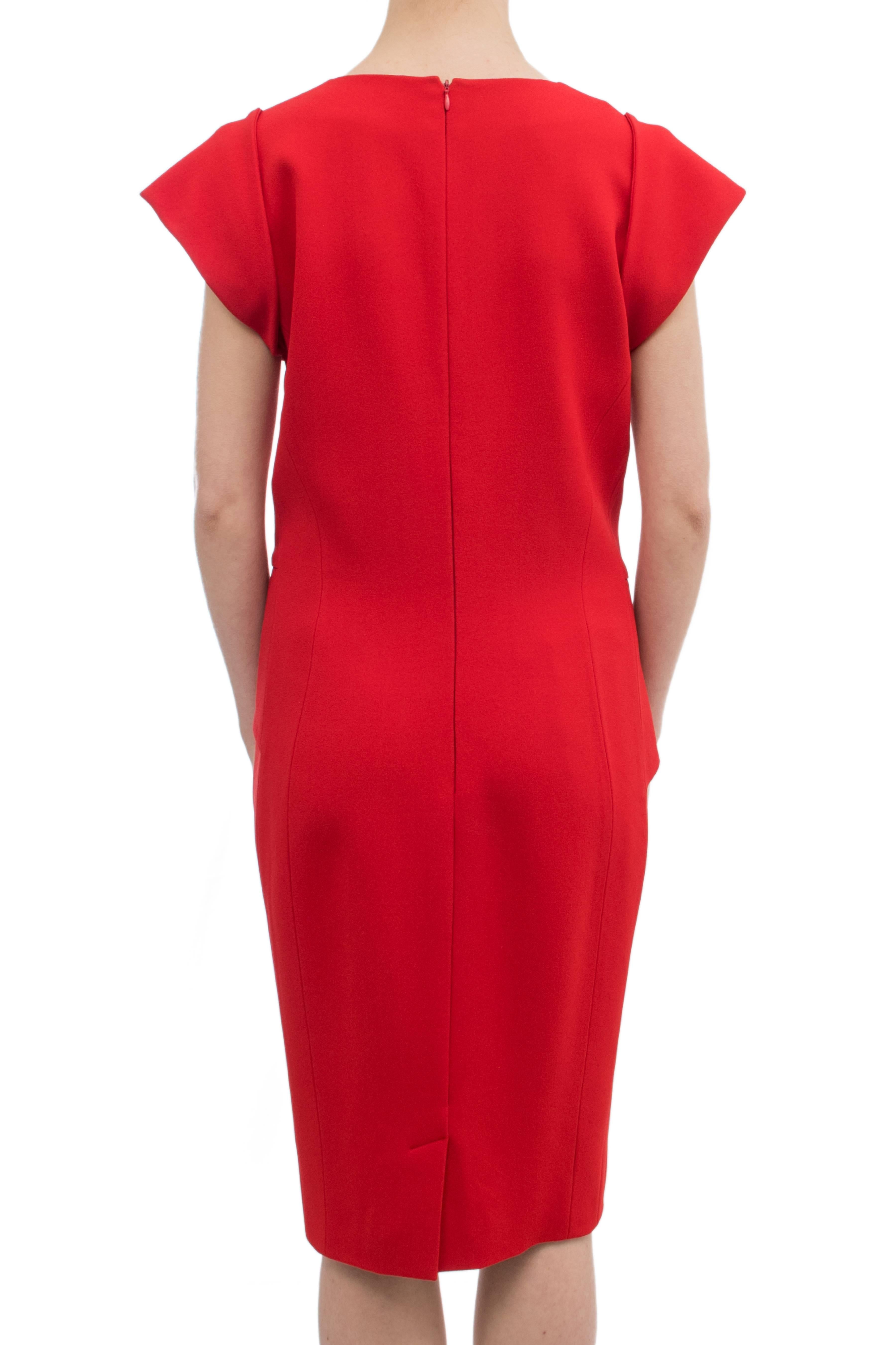 Elie Saab Red Cocktail Dress with Gathered Waist 2