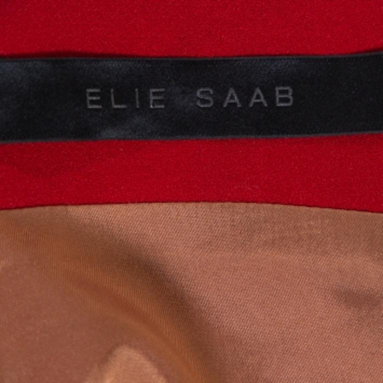 Elie Saab Red Stretch Crepe Midi Dress M For Sale 1