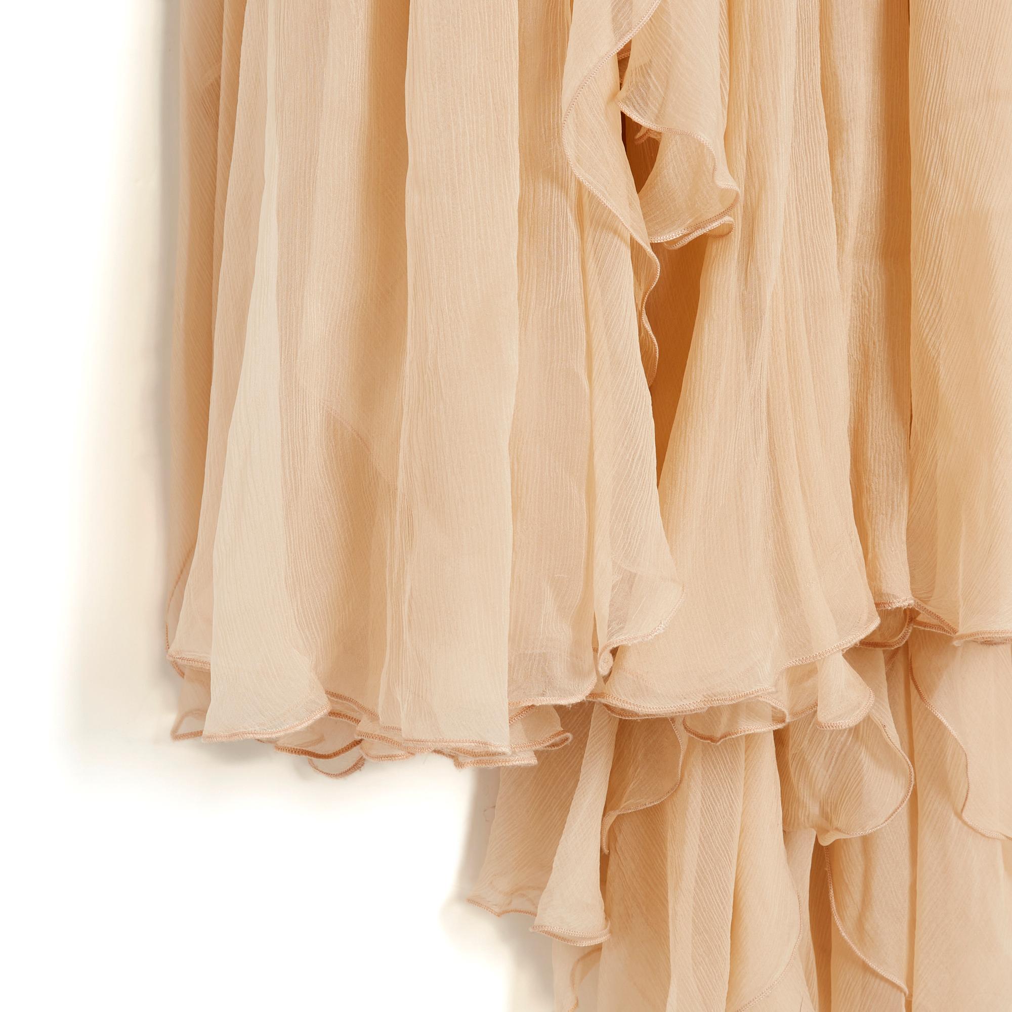 Elie Saab Robe FR38 Maxi Vestido de Muselina de Gasa de Seda Melocotón UK10 US8 Beige en venta