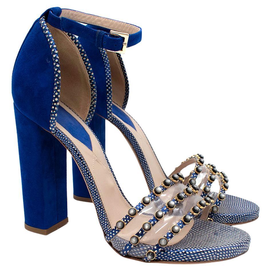 Foresight yawning Decrease Elie Saab Royal Blue Suede Block Heels with Faux Snake Trim - US 10 For  Sale at 1stDibs