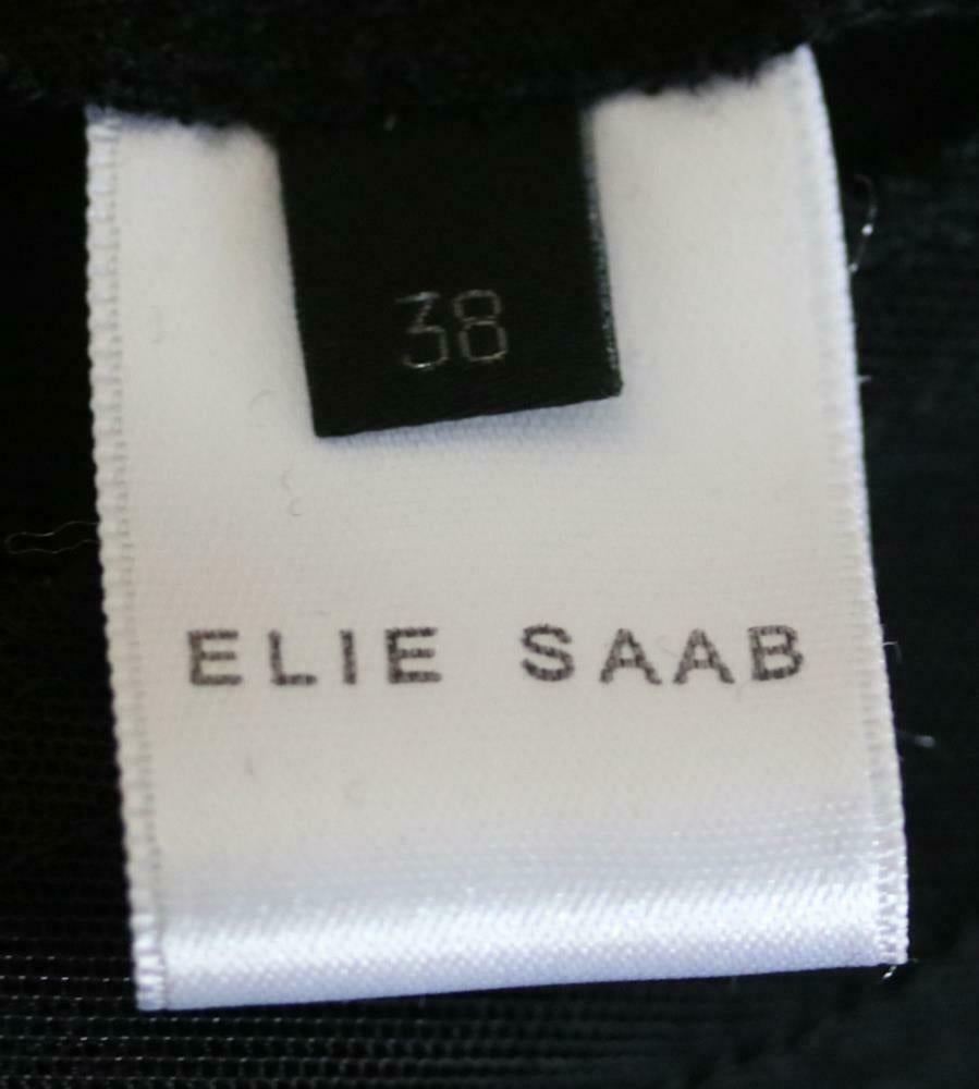 Black Elie Saab Semi-Sheer Long-Sleeve Bodysuit