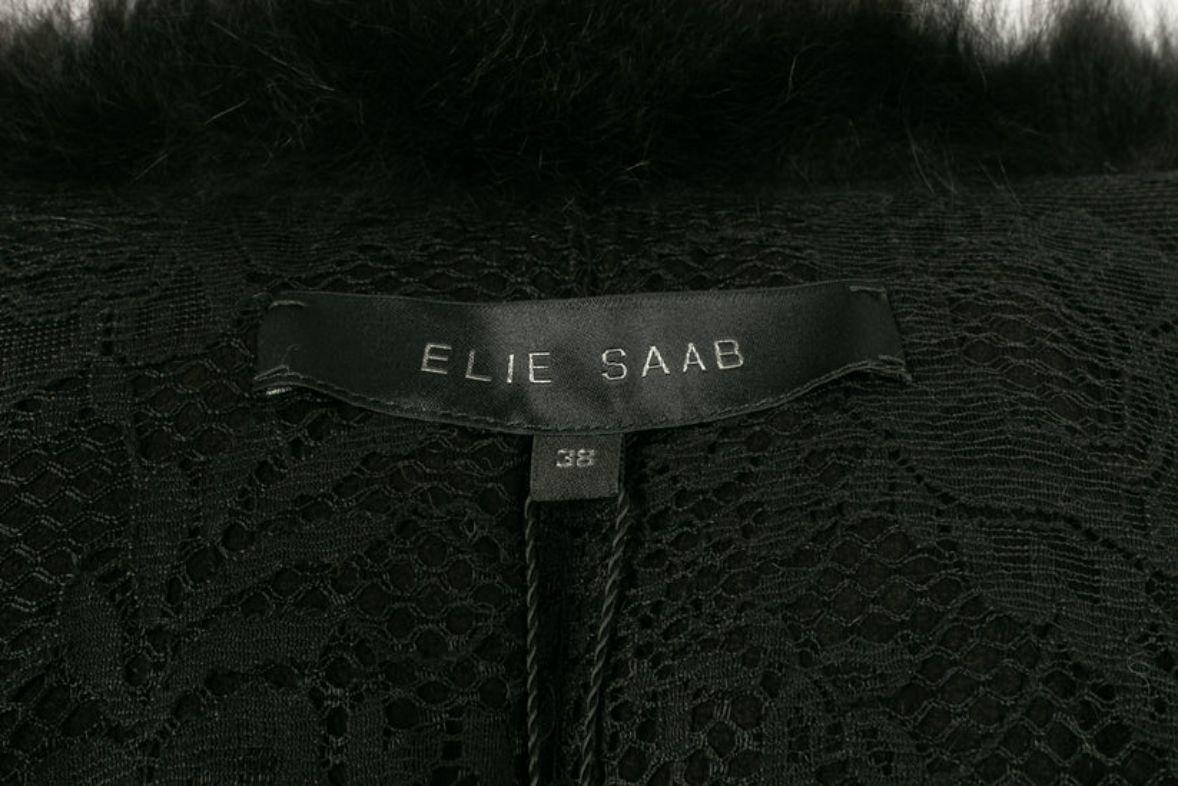 Elie Saab Short Jacket in Lace and Black Fox Fur 4