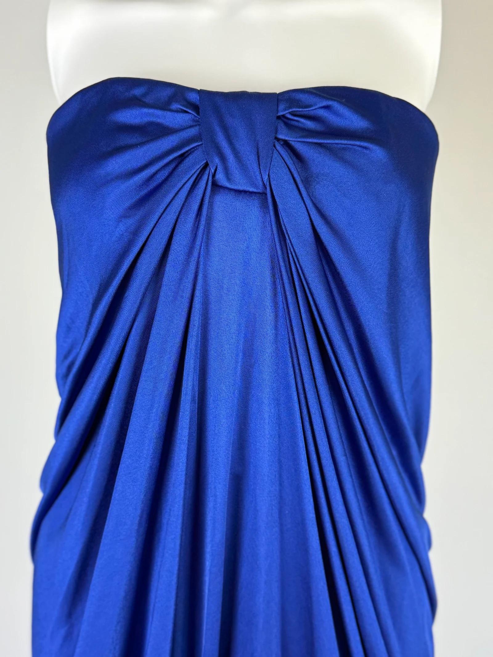 Elie Saab - Robe bustier en soie bleue, SS 2008 Bon état - En vente à Marlborough, GB