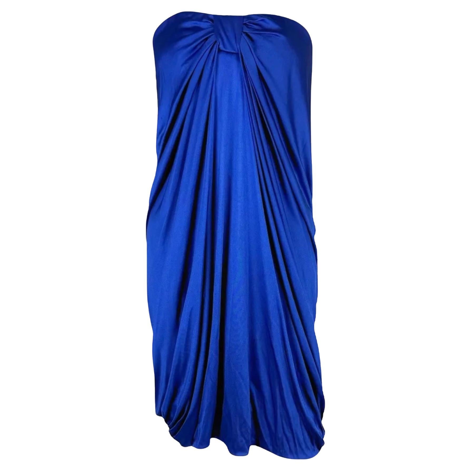 Elie Saab - Robe bustier en soie bleue, SS 2008