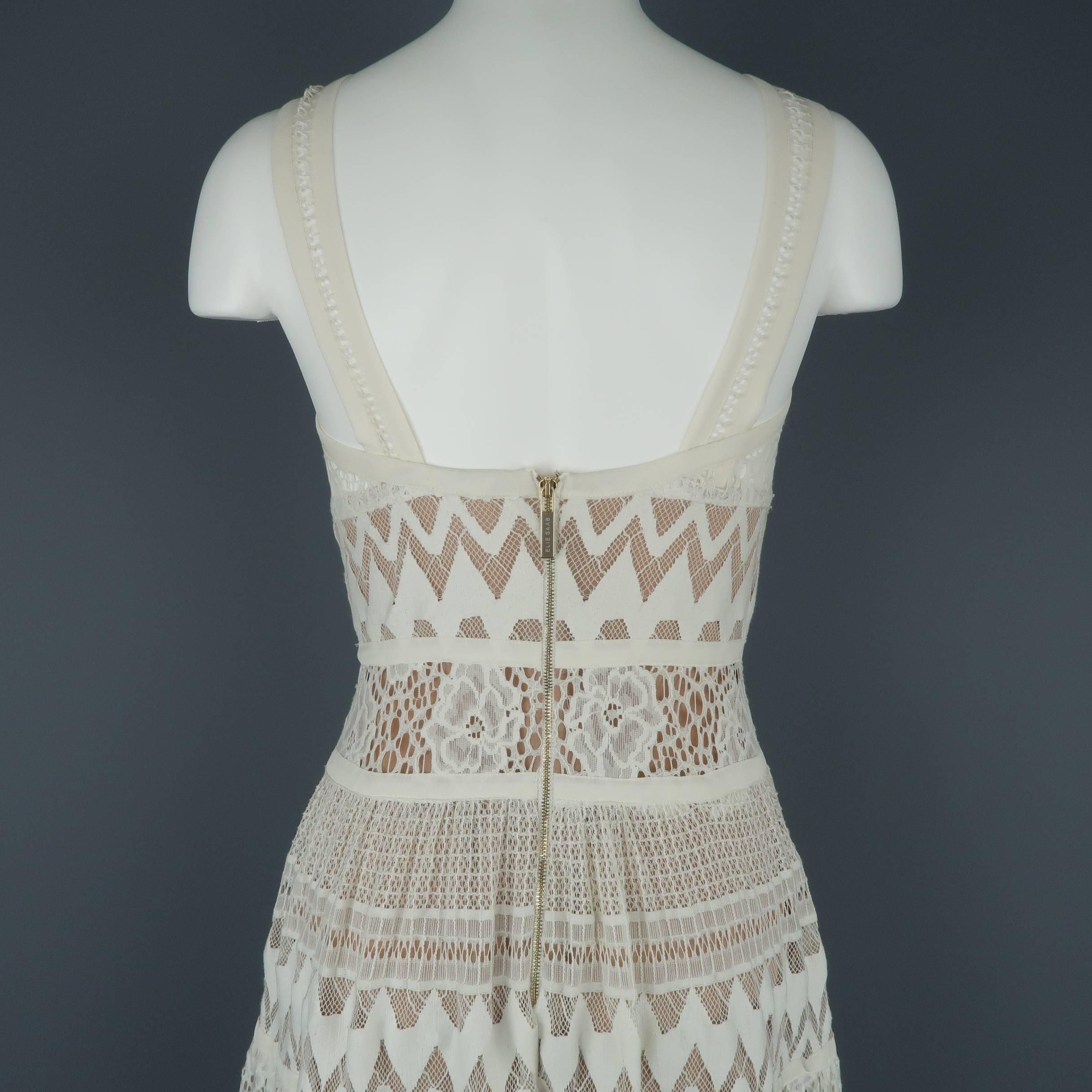Elie Saab White Cotton / Silk Mixed Lace Sleeveless Peasant Maxi Dress 7