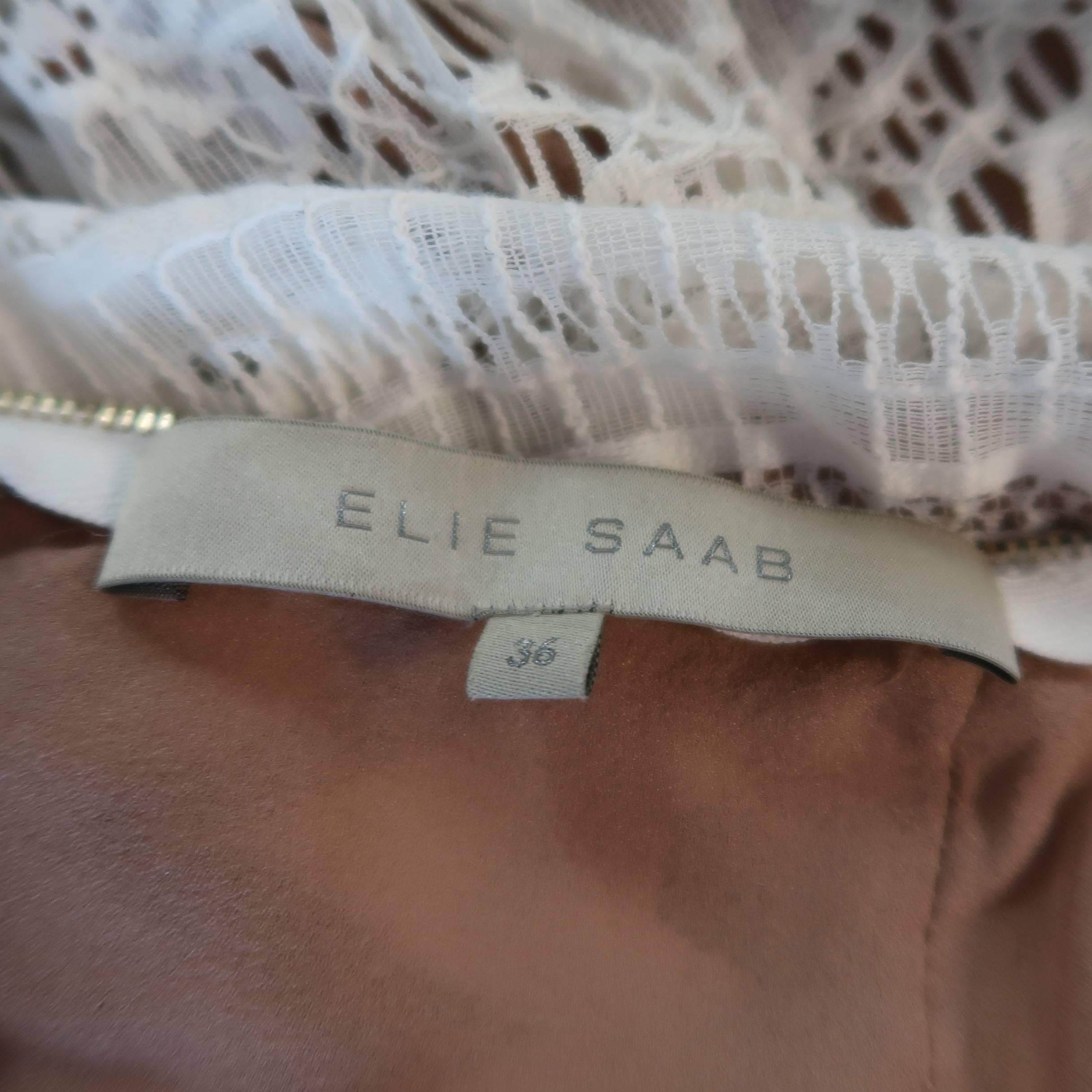 Elie Saab White Cotton / Silk Mixed Lace Sleeveless Peasant Maxi Dress 8