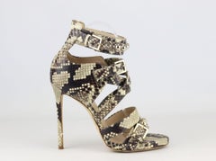 Elie Saab Studded Snake Effect Leather Sandals EU 38 UK 5 US 8