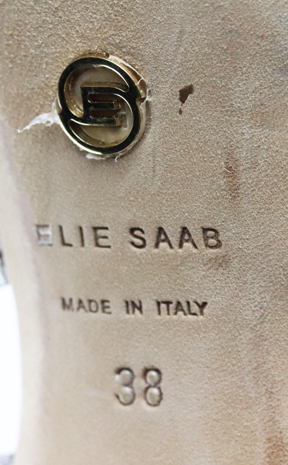 Elie Saab Studded Snake Effect Leather Sandals 1