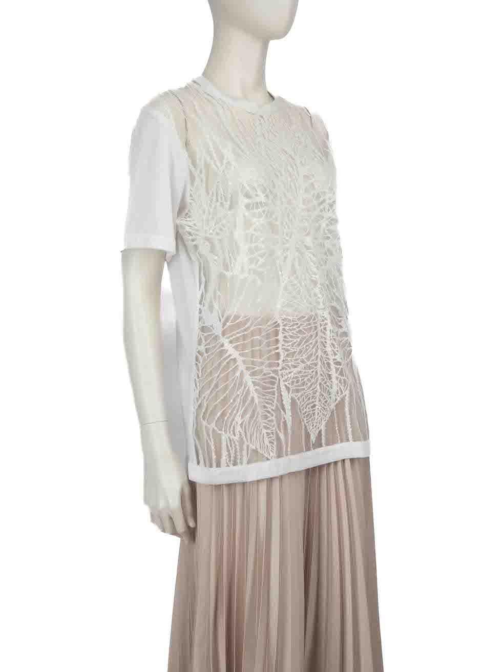 CONDITION is Very good. Hardly any visible wear to top is evident on this used Elie Saab designer resale item.
 
 
 
 Details
 
 
 White
 
 Cotton
 
 T-Shirt
 
 Sheer sequin embellished front
 
 Round neck
 
 
 
 
 
 Made in Lebanon
 
 
 
