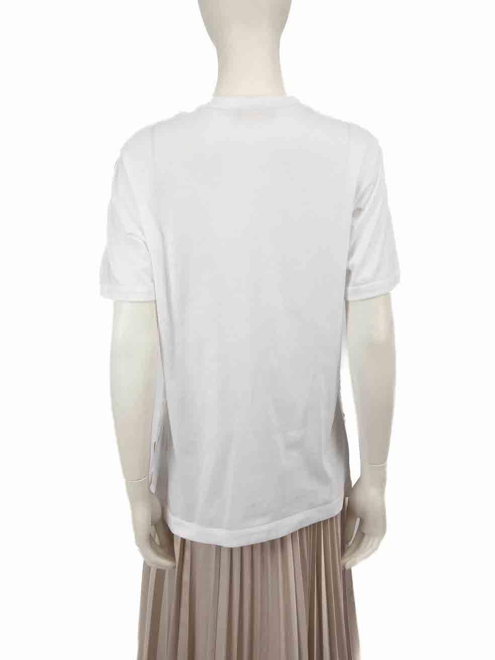 Elie Saab White Sequin Embellished T-Shirt Size XL In Excellent Condition For Sale In London, GB