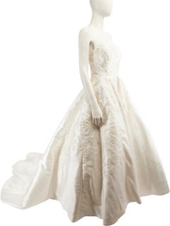 Elie Saab White Sequin Embellished Wedding Gown Size M