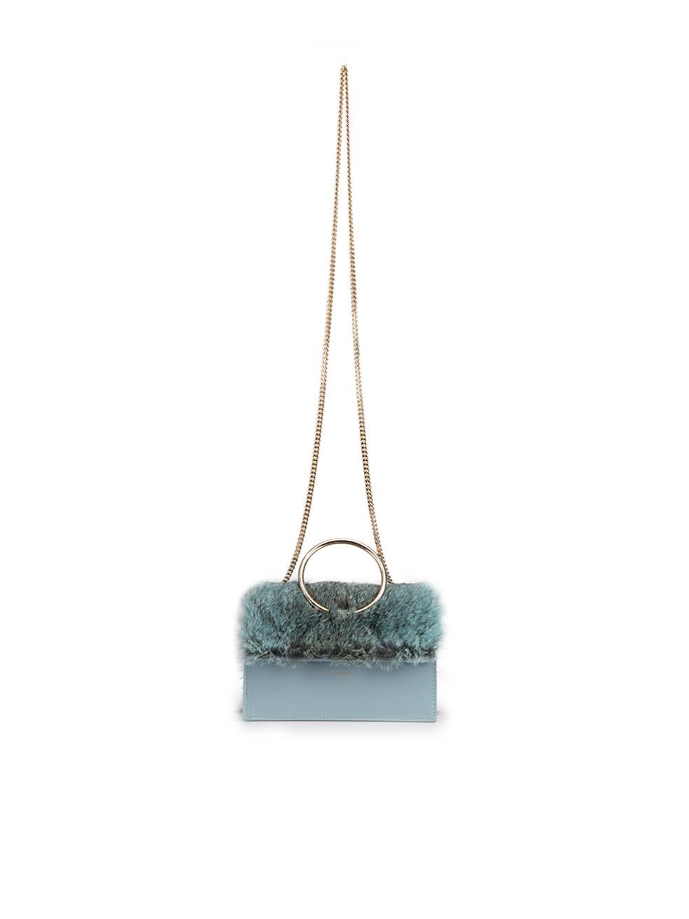 Elie Saab Women's Blue Fur Mini Bag In Good Condition For Sale In London, GB