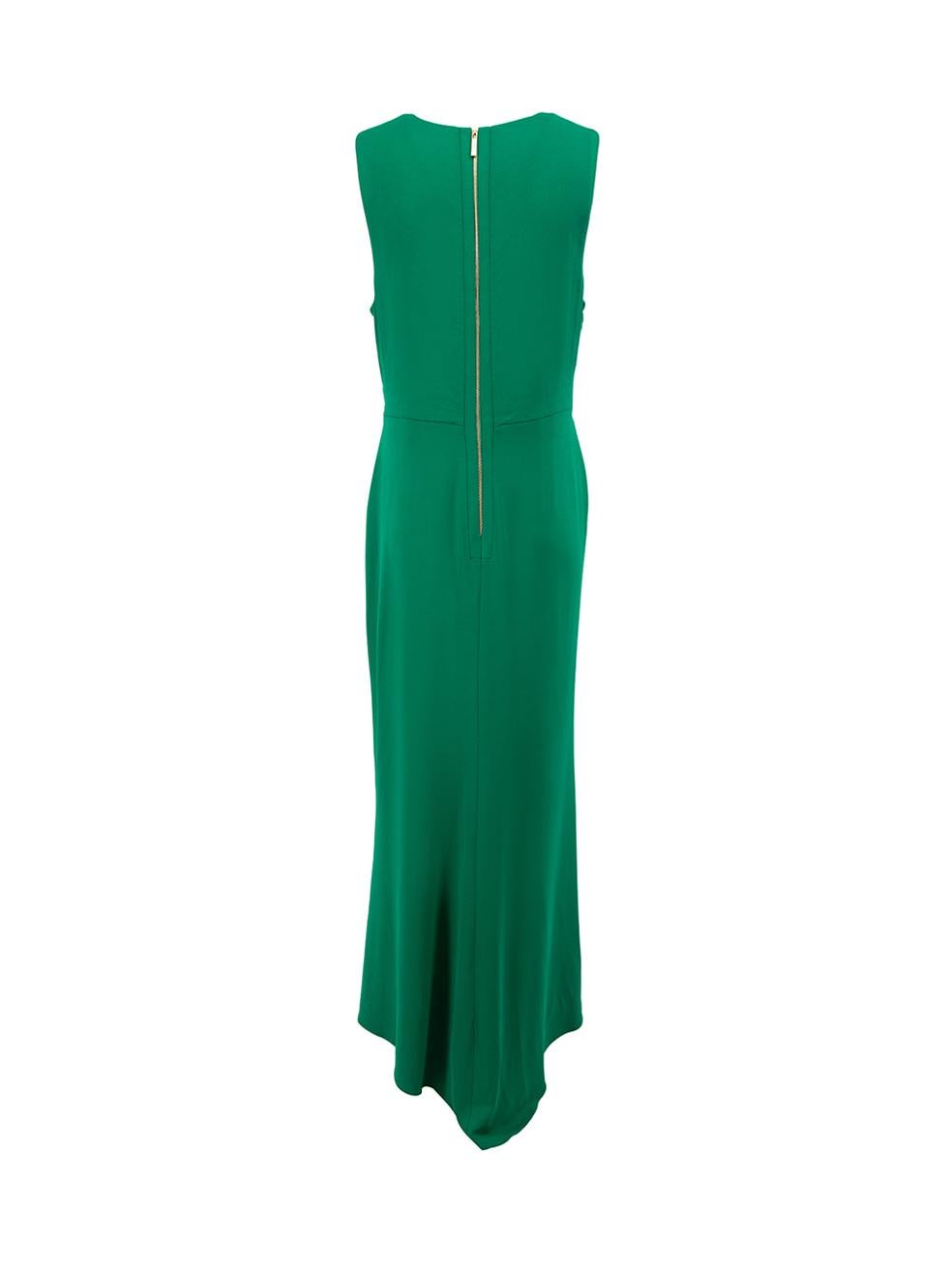 Elie Saab Women's Emerald Green Ruffled Maxi Dress In Good Condition In London, GB