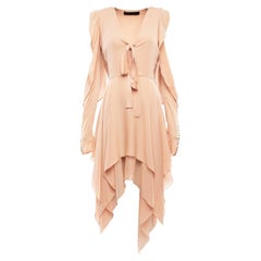 Elie Saab Women's Pink Silk Open Sleeves Handkerchief Dress