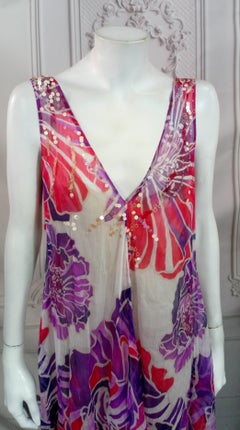 Elie Tahari Beaded Chiffon Floral Gown