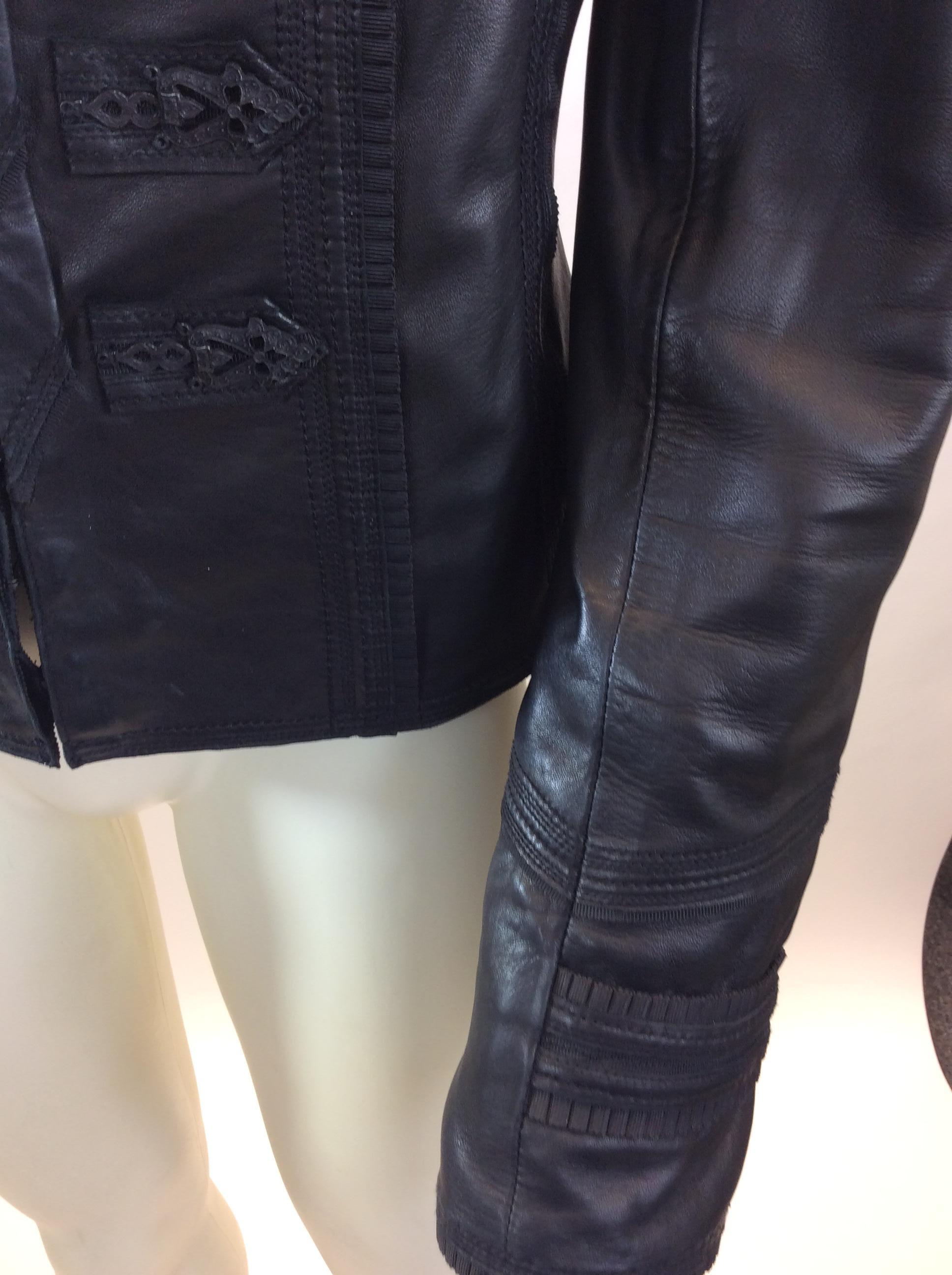 Elie Tahari Black Leather Jacket For Sale 1