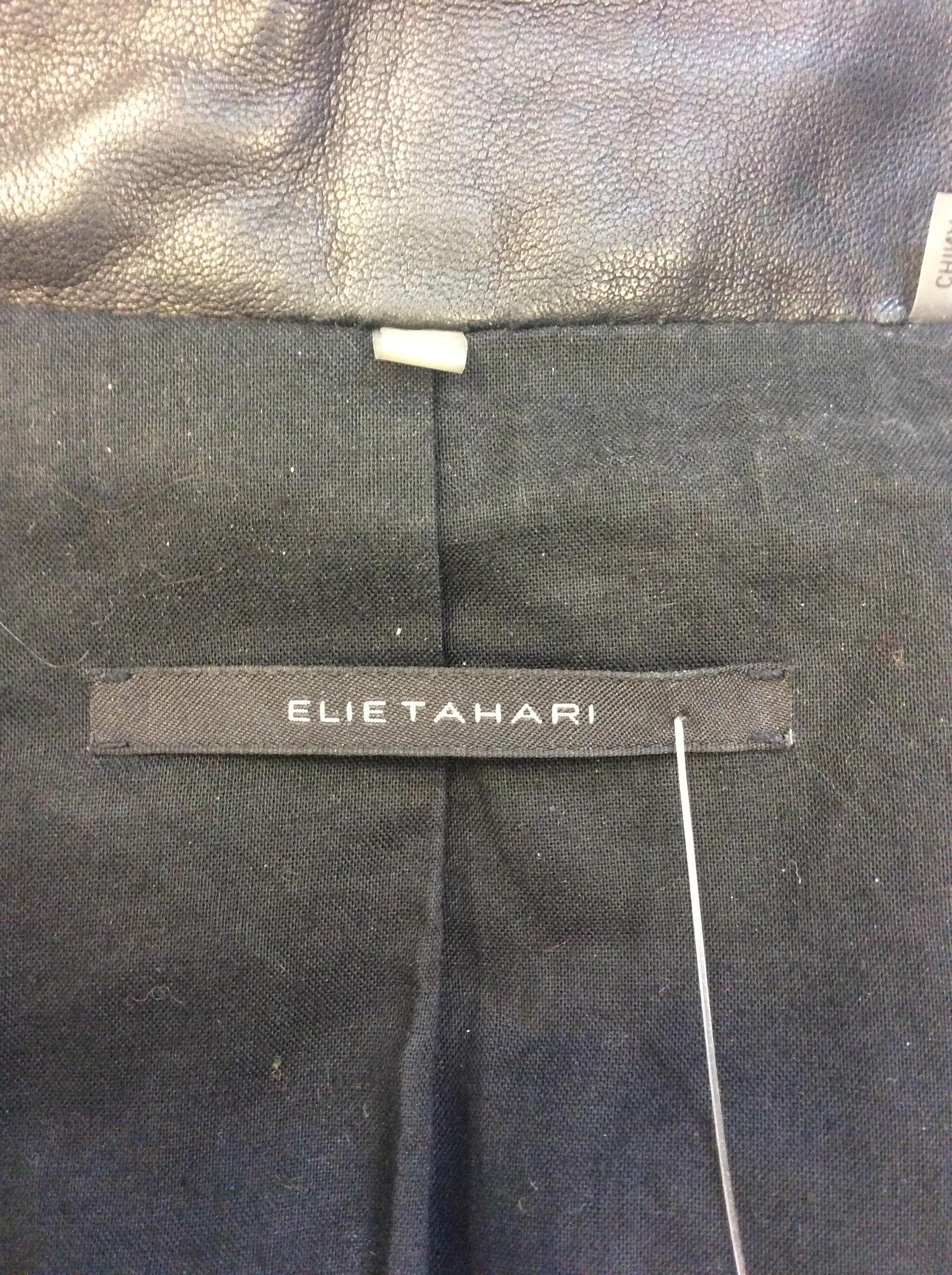 Elie Tahari Black Leather Jacket For Sale 3