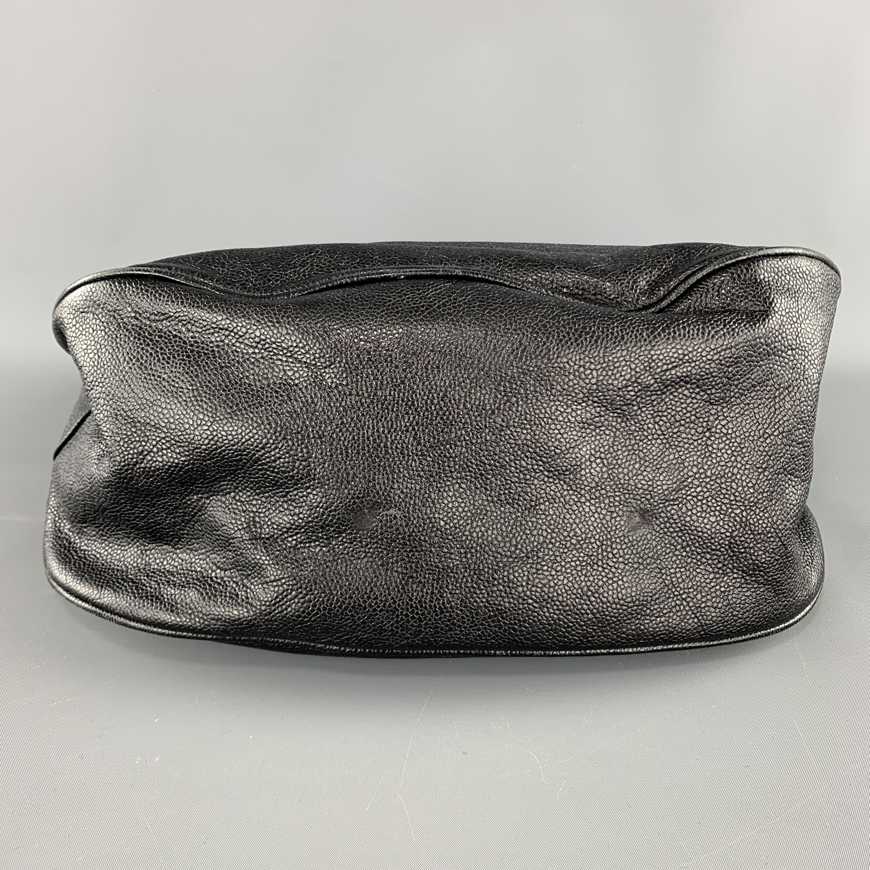 Women's ELIE TAHARI Black Textured Leather Triple COmpartment Chain Straps Handbag