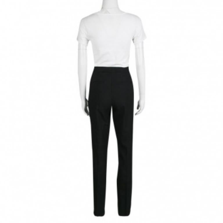 Noir Elie Tahari - Pantalon tailleur en laine noire M en vente