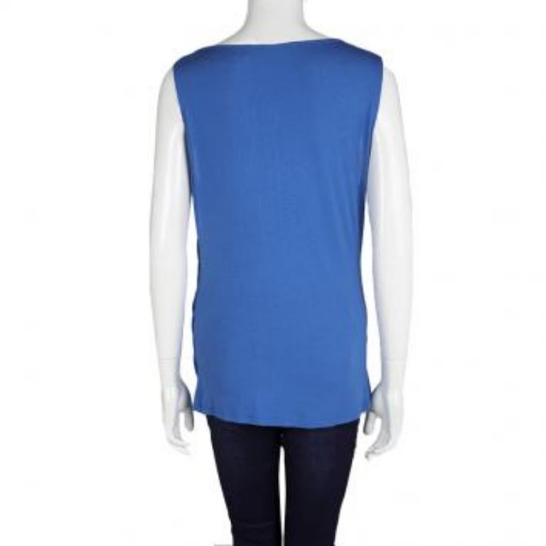 Haut sans manches Elie Tahari bleu cobalt à col bénitier L Bon état - En vente à Dubai, Al Qouz 2